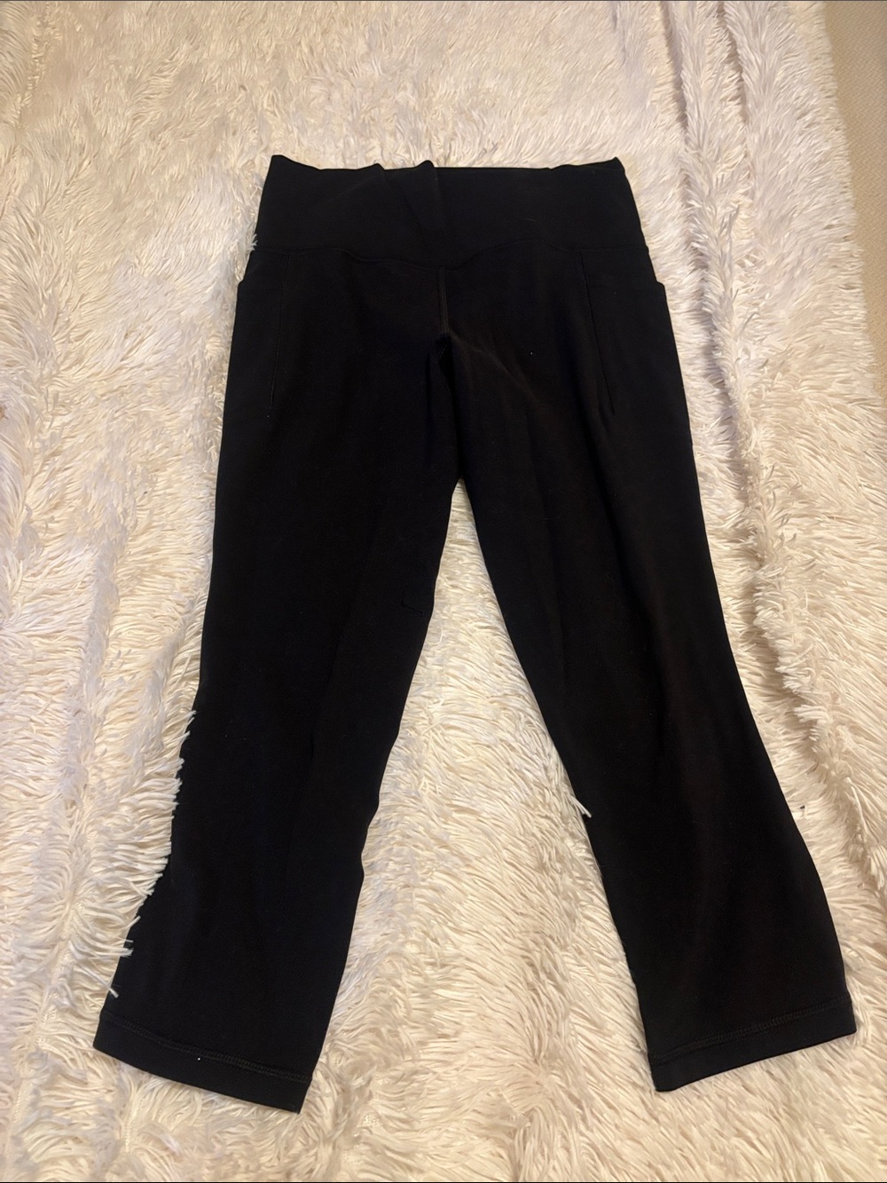 Athleta Black Crop Leggings with Wide Waistband
